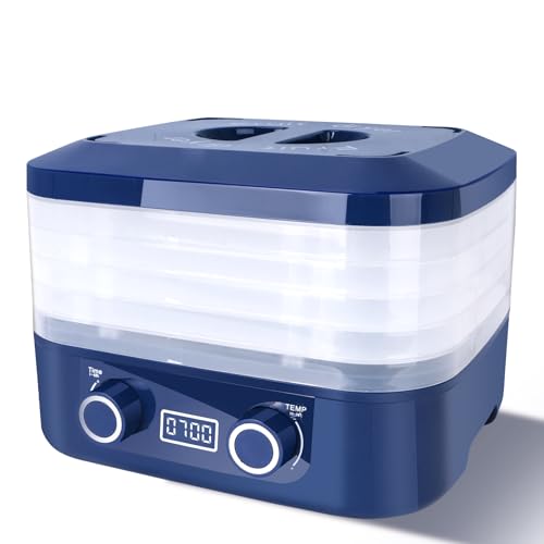 Mushroom dehydrator with adjustable temperature and timer, with 5 trays, high, for mushrooms, fruits, vegetables, herbs, pet snacks