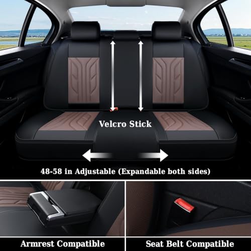 Image of Coverado Car Seat Covers Full Set, Automotive Seat Covers Car Seat Protector Car Seat Cushion, Waterproof Leather Seat Covers for Cars, Universal Fit for Most Sedans SUV Pick-up Truck(Black&Coffee)