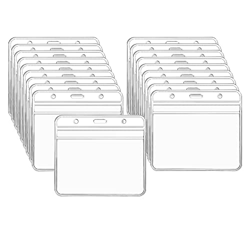 CORTNEY 20 Piezas Funda Tarjeta Identificación, Plástico Transparente de Nombre Horizontal, Funda Plastico Tarjeta Funda de Tarjeta con Cremalleras Impermeables y Resellables Cover