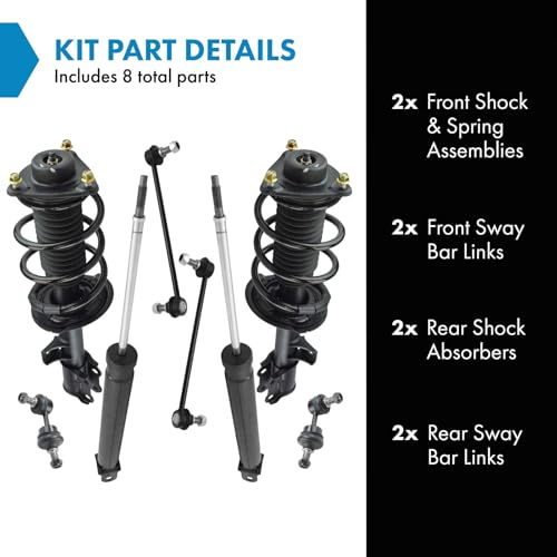 Image of TRQ Front and Rear Suspension Kit Complete Strut & Coil Spring Assembly Shock Absorber Sway Bar Stabilizer Link Compatible with 2010-2013 Hyundai Tucson 2011-2013 Kia Sportage