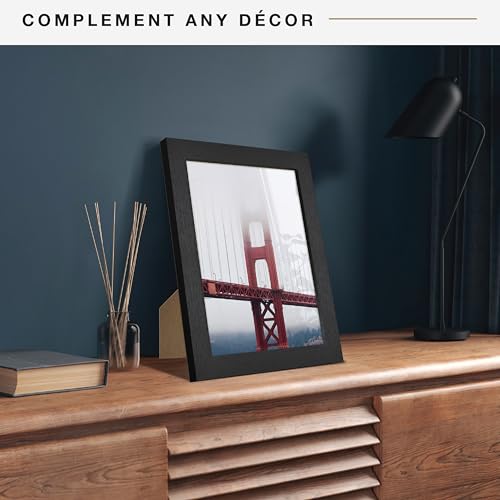 MCS Studio Gallery 8x10 Picture Frame Black Woodgrain, Vertical & Horizontal Wall Hanging & Easel for Tapletop Display, Rectangle Photo Frame for Photos, Posters & Art Prints (1-Pack)