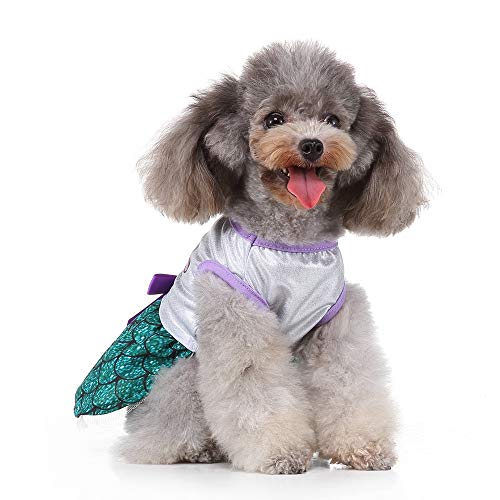 Mermaid Dog Costume - Sea-Maid Pet Costume, Cute Little Mermaid Dog Costume Halloween Dog Cosplay Costume Fashion Dress For Puppy Small Medium Large Dogs Special Events Funny Photo Props Accessories #TOP5