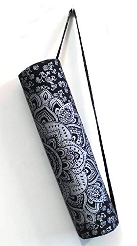 Yoga Mat Bag w/Shoulder Strap (Black Silver)