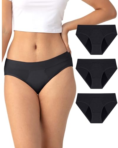 Image of Neione Period Underwear for Women Mid Rise Menstrual Panties Modal Hipster Briefs Soft Stretch
