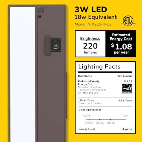 Image of GETINLIGHT 9-Inch Linkable 3CCT LED Under Cabinet Light, Hardwired /Plug-in