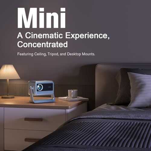 Image of [4000 ANSI & Now with Netflix] 4K Projector with WiFi and Bluetooth for Display Booths, Auto Focus Keystone Smart Projector , Voplls Mini Projector with Adjustable Stand for Home Bedroom (Silver Grey）