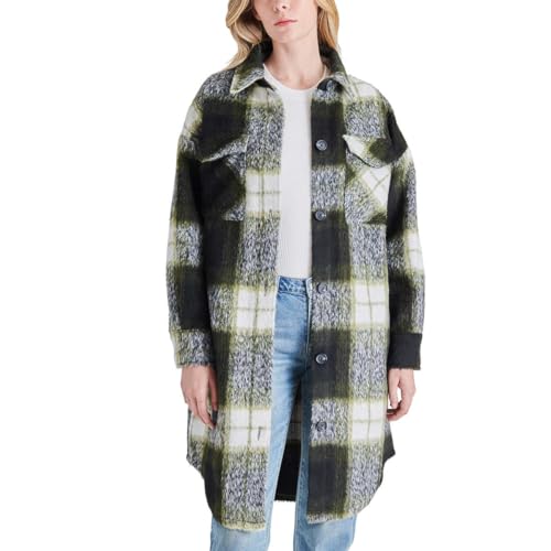 Steve Madden Women's Plaid Long Shirt Jacket