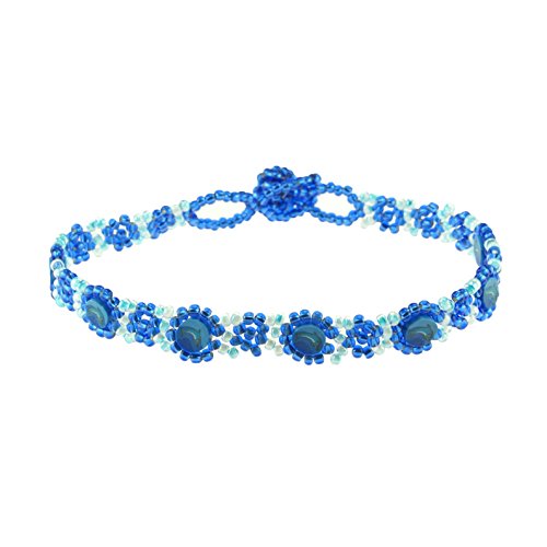 Fimo Discs with Dolphin Design on Blue Glass Seed Beads Anklet