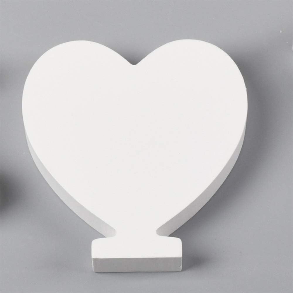 AmericanElm 6 Inch White Wooden Heart Shape Cutouts for Art and Craft Work (Heart_White_6 in x 11mm)