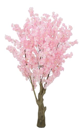 7FT Artificial Cherry Blossom Trees, Faux Cherry Blossom Tree with Stump Shape, Artificial Plants for Home Office Party Wedding Indoor Outdoor Decor (Pink)