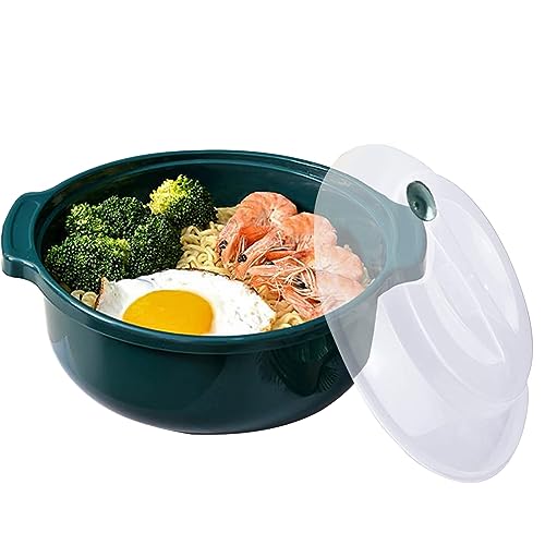 Microwave Ramen Cooker Noodle or Soup Bowl Perfect for Breakfast, Microwave Bowls with Lids Ideal for Dorm Room Essentials for Girls Boys,Office, Dishwasher & Microwave Safe (51oz Green)