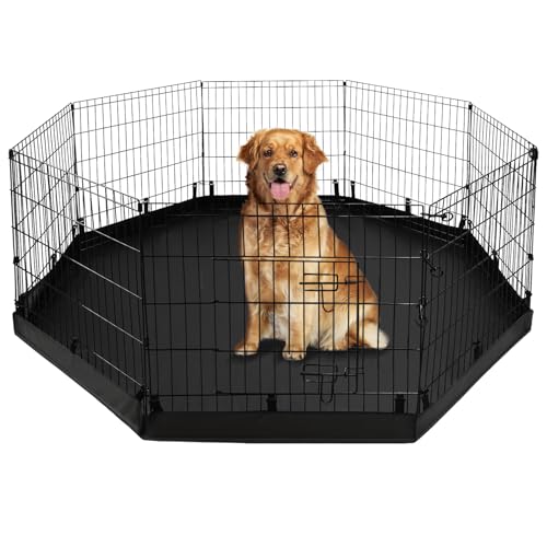 PJYuCien-Dog-Playpen-Metal-Foldable-Dog-Exercise-Pen-Pet-Fence-Puppy-Crate-Kennel-Indoor-Outdoor-with-8-Panels-30H-Bottom-Pad-for-Small-Medium-Pets - Cucciolini Doodles PJYuCien-Dog-Playpen-Metal-Foldable-Dog-Exercise-Pen-Pet-Fence-Puppy-Crate-Kennel-Indoor-Outdoor-with-8-Panels-30H-Bottom-Pad-for-Small-Medium-Pets