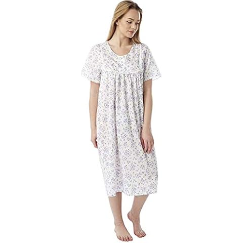 Ladies Poly Cotton Short Sleeve Nightdress Nightie Size 10-30 (Lilac, 10-12) Cover