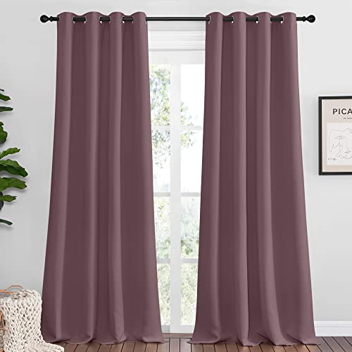 Image of NICETOWN Dry Rose Blackout Curtains 90 inch Long for Office, 55 inch Wide, 2 Pieces, Dining Room, Guest Room, Sound Reducing Heat and Cold Block Curtain Panels for Modern Room Decorative