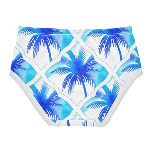 Cotton Toddler Underwear Floral Blue Palm Moroccan Arabesque Quatrefoil Girl Panties Cute Fun Briefs Kids Undies 2t2