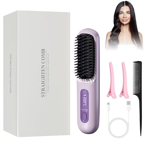 HASAIKA® Spazzola Lisciante per Capelli Senza Fili, Mini Spazzola Lisciante per Capelli,...