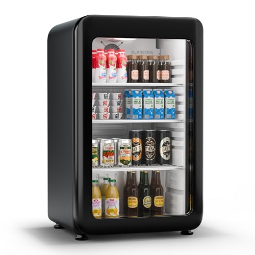 Klarstein Audrey Evo Réfrigérateur à boissons - 93 L, Porte à double vitrage, Éclairage LED, Température 0-10°C, Design rétro, Classe Énergétique C,...
