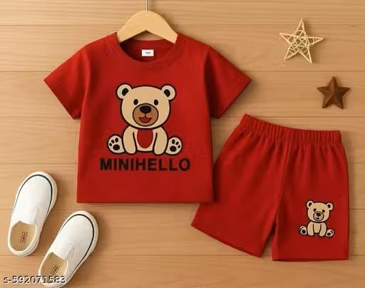 Image of Summer Cotton dress for kids and childs|||N,E,A,Red Baba suit dress,C