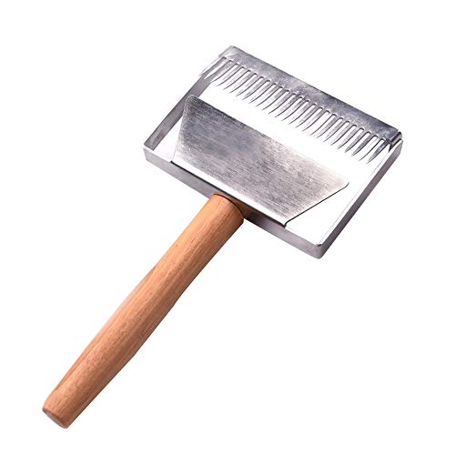 KINGLAKE Large Stainless Steel Beekeeping Cut Honey Scraper Shovel Beekeeper Uncapping Fork Honeycomb Beekeeping Tool Equipment With Wooden Handle