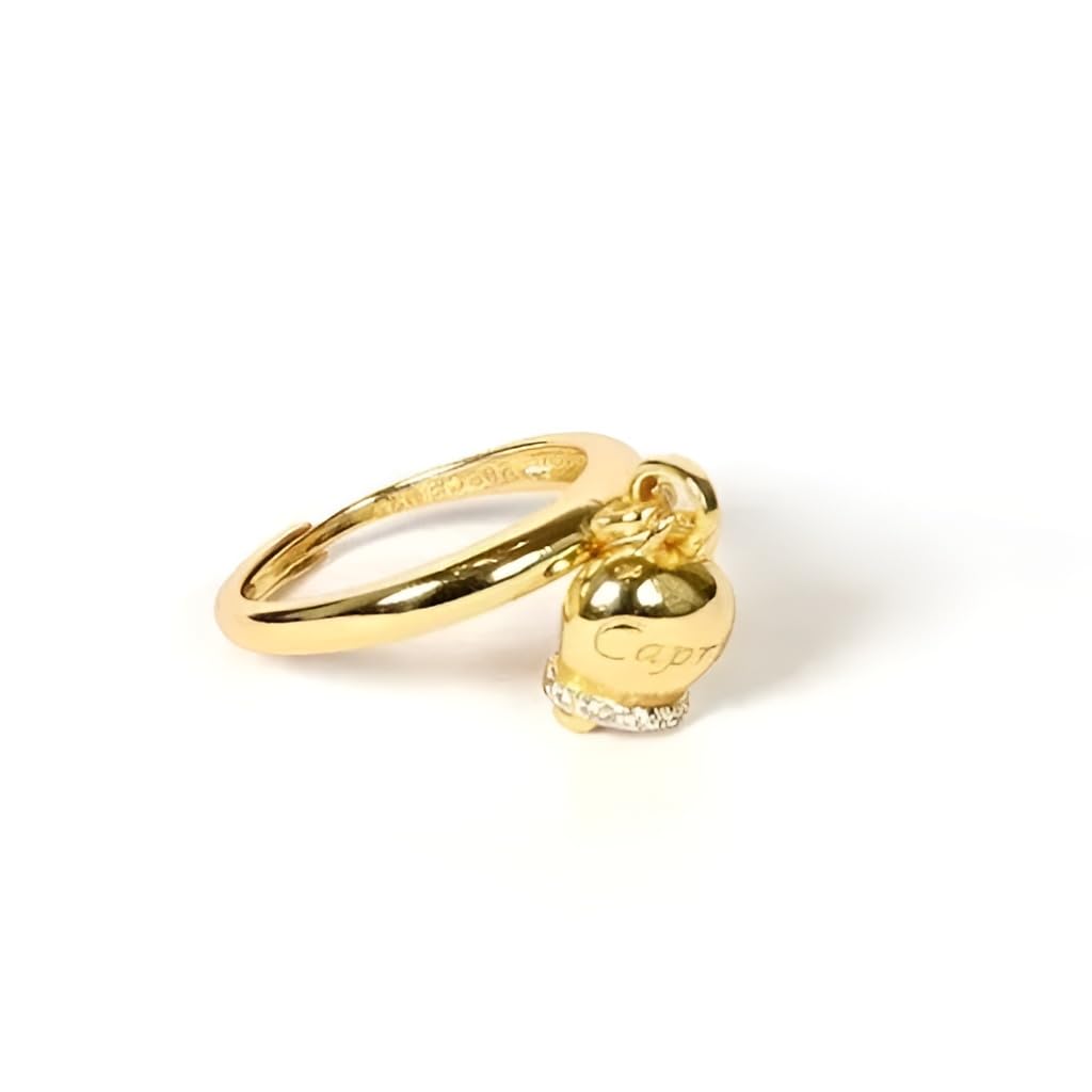 Generico Anello Capri in Argento 925 placcato oro con campanella e zirconi