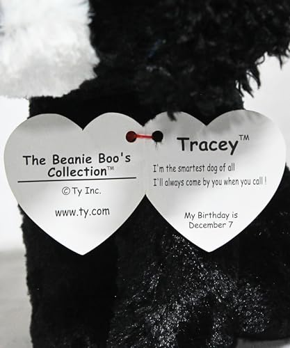 Ty 37191 - Tracey, Hund mit Glitzeraugen, Beanie Boos, 15 cm, schwarz,