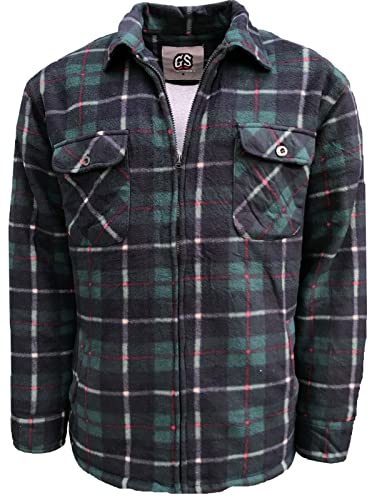 Kapray Clothing Mens Padded Shirt Fur Lined Lumberjack Hooded Fleece Lumberjacket Sherpa Anti Peel Quilted ThermalWarm Check Shirt (as8, alpha, l, regular, regular, Green)