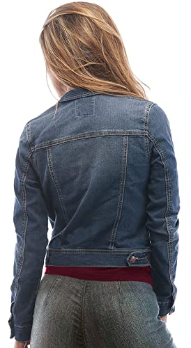 Juicy Trendz Women's Fashion Denim Jacket – Classic Blue Jean, Button-Down, Stretch, Long Sleeves, Stylish Outerwear2
