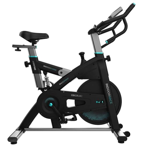 Cecotec Bicicleta Estática Indoor con Volante de Inercia de 24Kg y APP DrumFit Indoor 24000 Race Sprint. Pulsómetro, Pantalla LCD, Soporte Dispositivos, Resistencia por Fricción, Sillin Ajustable