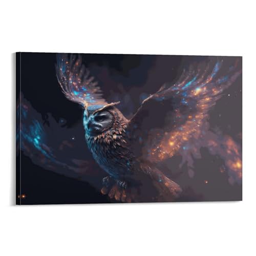 Décoration murale hibou POLIUAWS 60x90 cm parfaite pour un salon gaming