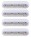 Touch light 4 LEDs DIY Stick-on Anywhere Tap Battery Operated Switch Push Night Light For Closets Cabinet KULED K04 (White 4pack)