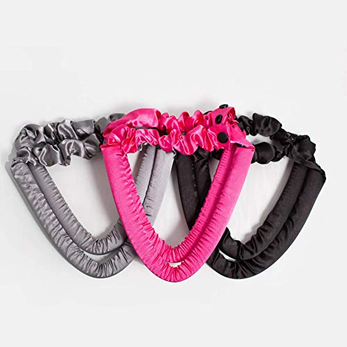 Heatless Curling Rod Headband, Curls Silk Ribbon Heatless Hair Overnight Sleep Styler Wave Formers Hair Curlers Long Medium Hair(BLACK)