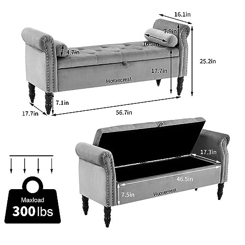 Image of Cleobury Storage Couch Bench Ottoman Bench 2 Seater Sofa Settee for livingroom badroom Office (Grey)