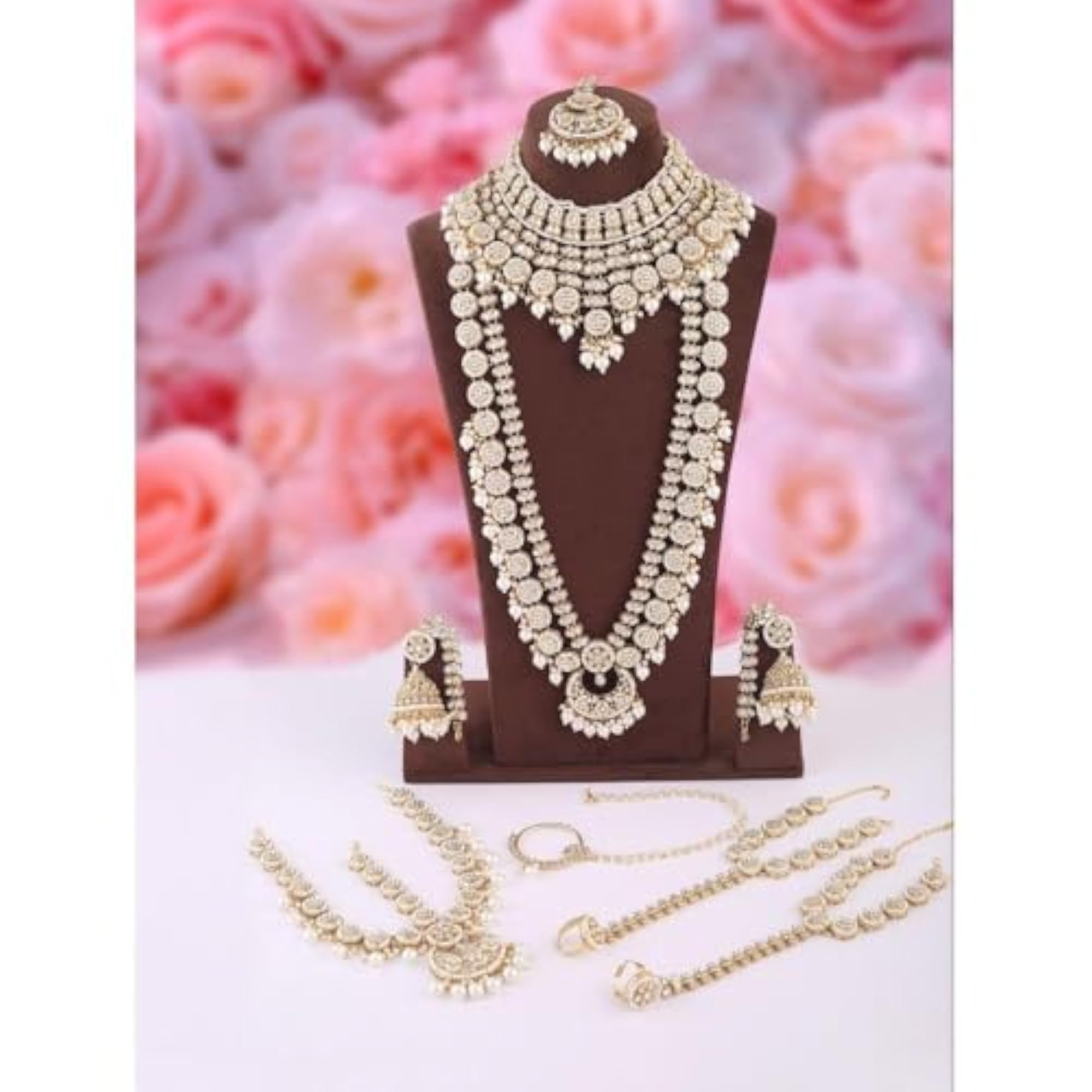 Golden Plated Stone Beaded Bridal Jewellery Set for Women