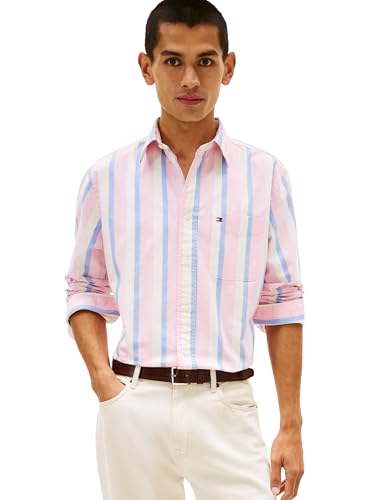 Image of Tommy Hilfiger Men's Long Sleeve Oxford Shirts in Regular Fit, Men's Button Down Shirts, Also Available in Big and Tall