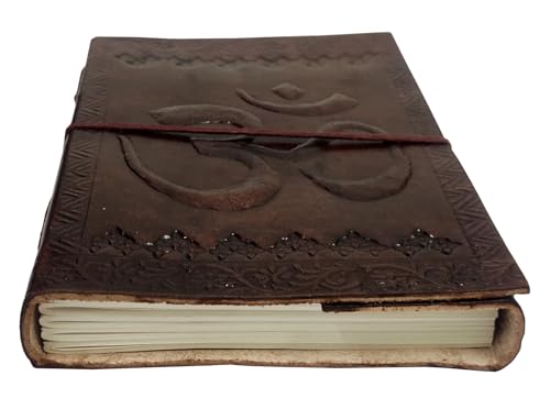 Carnet de notes en cuir Om avec papier naturel fait main unique - 6