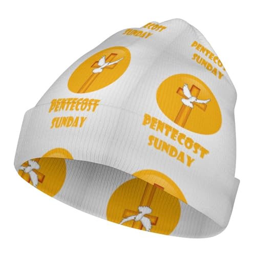 Pentecost Sunday 2023 Christian Holiday Kids Beanie Hat for for Girls Boys Children Cap Winter Knitted Chemo Cancer Headwear Accessories Gifts Decoration Black