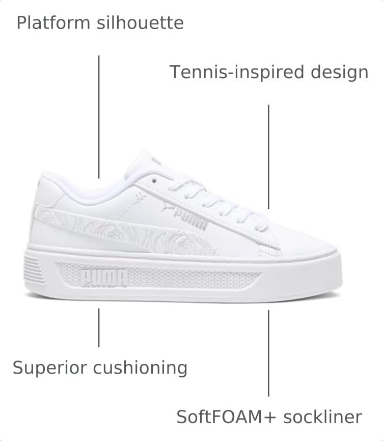 Image of Puma Womens Smash V3 Platform Lace Up Sneakers Shoes Casual