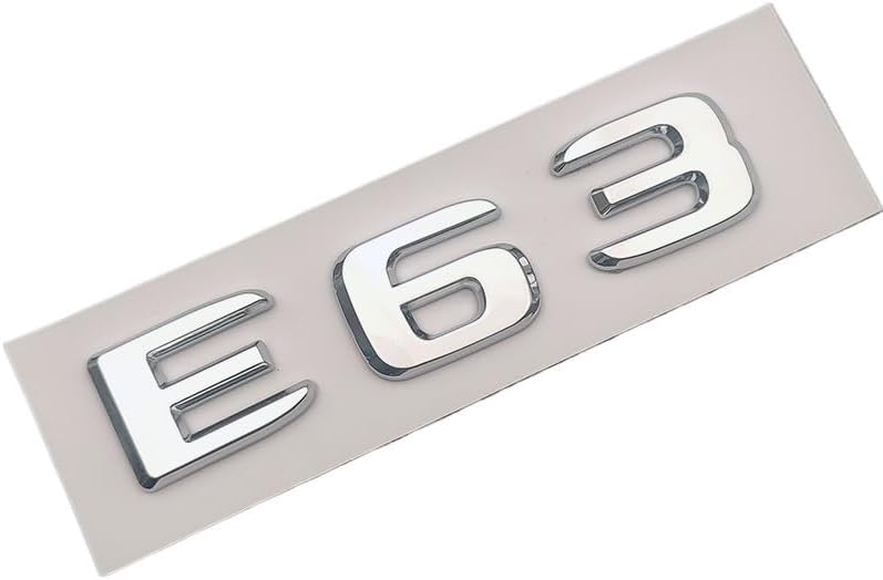 Compatible With ABS 光沢のあるブラッククローム文字車のリアトランク E63 エンブレムバッジロゴメルセデス E63 AMG W212 W213 ステッカーアクセサリー(Chrome)