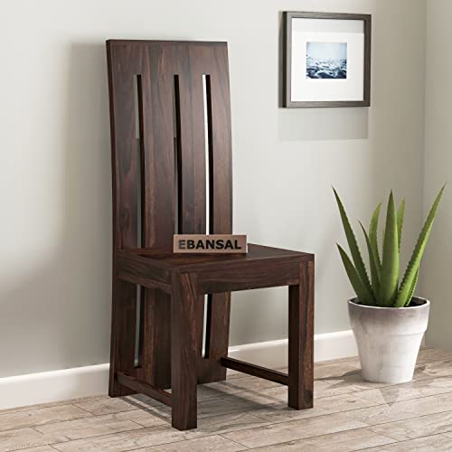 Image of Poster Wooden Dining Chairs Set of 2 for Kitchen & Dining Room, Two Seats, Solid Sheesham Wood, Walnut Finish