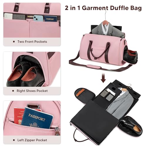 Carry On Garment Bags for Travel, Convertible Garment Duffle Bag for Men Women, 2 in 1 Suit Bag Travel Duffel Bag with Shoes Compartment & Detachable Shoulder Strap3