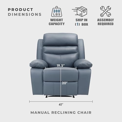 Sillón reclinable manual piel azul moderno miniatura 4