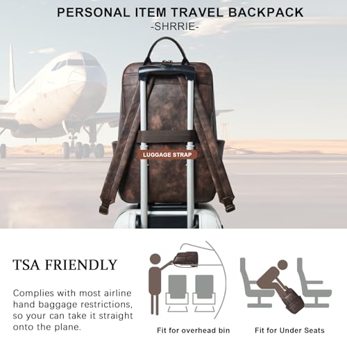 Image of Shrrie Leather 17 inch Laptop Backpack for Women, Large Travel Backpack Purse for Casual Daypack College Work Bag