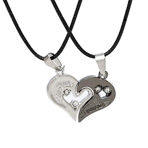 WEILYDF 1 Pair Couple Necklace Stylish Personality Carved Letter I Love You Lover Necklace Simple Tiny Crystal Inlaid Necklace
