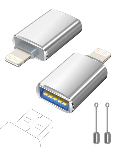 layajia Adaptateur Lightning vers USB, Câble Lightning Mâle vers USB Femelle pour iPhone 14 13 12 11 Pro Max, Adaptateur OTG iPhone pour avec Clé USB,...