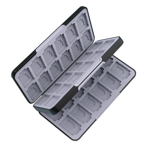 QLoztyse Switch �Q�[���J�[�h�P�[�X - �u���b�N �Q�[���J�[�g���b�W�z���_�[ 48 �Q�[���J�[�h�� 24 �}�C�N���X���b�g�t���A�Q�[�}�[�X�g���[�W�I�[�K�i�C�U�[�p�̓�w�P�[�X