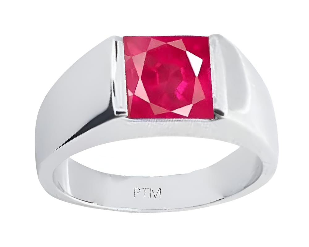 925 Sterling Silver Ruby (Manik) 3.25 Ratti To 10.25 Ratti or 3 Cts to 9.35 Cts Astrological Gemstone Bis Hallmark Ring for Men & Women