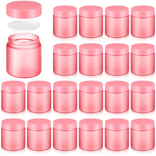 Norme 24 Pcs 4 oz Pink Glass Jars with Lids