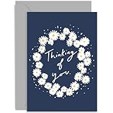 Old English Co. Floral Wreath Thinking Of You Card for Friends Family - Flower Sympathy Get Well Condolences Card for Him or Her | Blank Inside with Envelope
