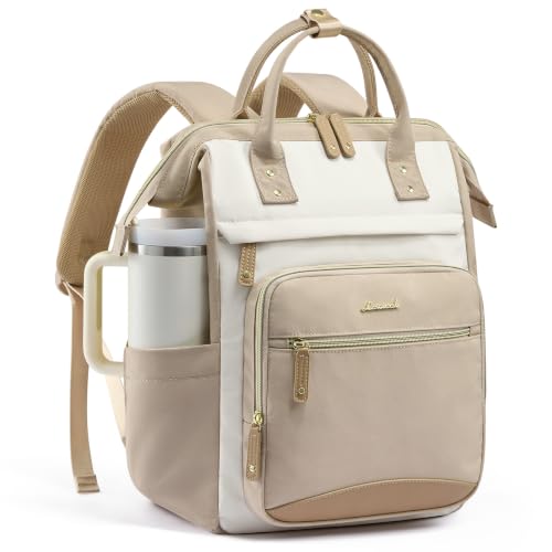 LOVEVOOK Laptop Backpack for Women Work Bag with Large Capacity Cup Side Pocket, 15.6 Inch Waterproof Computer Backpacks Purse, College Bookbag for School, Business, Teacher, Travel