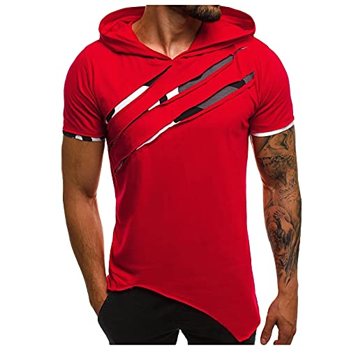 Mens Zip Up Hoodies Men's Pure Color Hoodie Sport Short Sleeve Shirt Top Blouse Zipper Hoodies XL